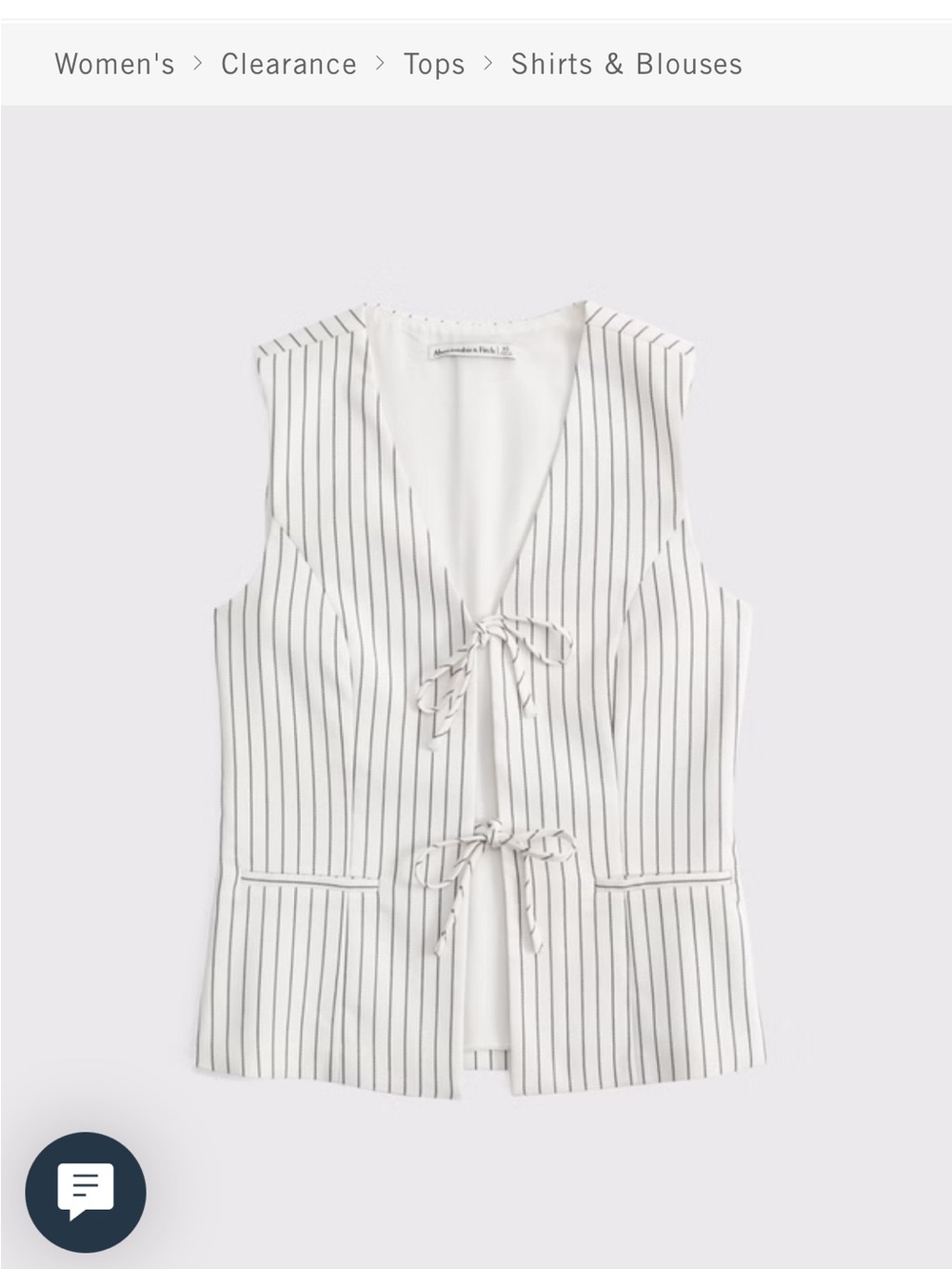 Striped Tie-Front Sleeveless Vest — White with Black Pinstripes